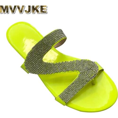 MVVJKENew women slippers summer open toe crystal flat slide ladies fashion outdoor comfort lace-up beach sandals woman shoes