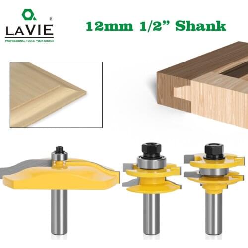 LAVIE 3pcs/set 12mm 1/2 Shank Door Panel Cabinet Tenon Router Bit Set Milling Cutter For Woodworking Cutters Cutting Tools 03016