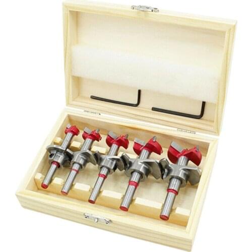 5Pcs Forstner Drill Bit Set 15-35mm Hinge Hole Opener Wood Hole Saw Woodworking Self Centering Precision Drill Bits