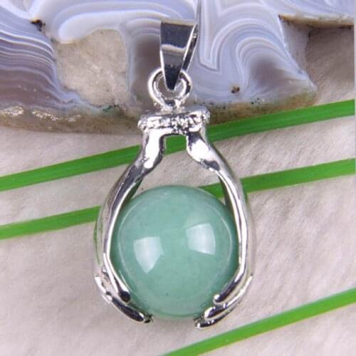 Natural Green Aventurine Round Bead GEM Pendant Jewelry For Gift S337