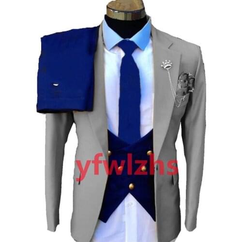 New Arrival One Button Groomsmen Notch Lapel Groom Tuxedos Men Suits Wedding/Prom Best Blazer ( Jacket+Pants+Vest+Tie) C259