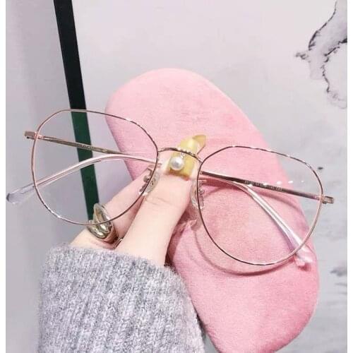 New Trendy Women Office Anti Blue Light Oversized Computer Glasses Cat Eye Female Blue Blocking Big Size Eyeglasses Alloy Frame