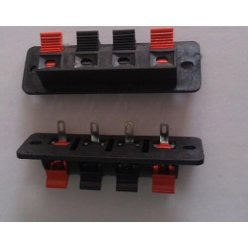 Wholesale 500pcs 4 PIN PUSH Red and Black Spring Push Type Speaker Cable wire Loudspeaker Audio Terminal Board Connector