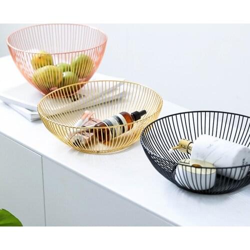 Simple Style Gold-plated Wrought Iron Fruit Basket Household Bread Pot Creative Debris Storage Basket Decoration Fruit Plate