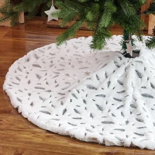 Drop Shipping Christmas Tree Decor Snowflake White Christmas Tree Skirt Fur Skirt For Xmas Decorations Xmas Christmas Gift