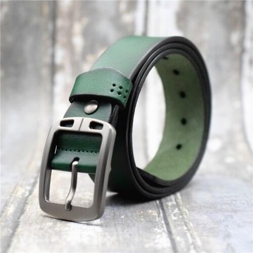 Designer Belt for Men Black/green/blue/coffee/red Cow Leather Belt Men Alloy Pin Buckle Male Waist Belts Cummerbunds 90-130CM