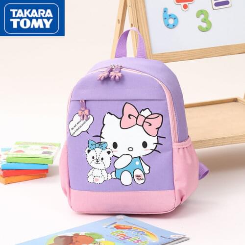 TAKARA TOMY Cute Cartoon Hello Kitty Backpack Simple Waterproof Leisure Large Capacity Comfortable Childrens School Bag