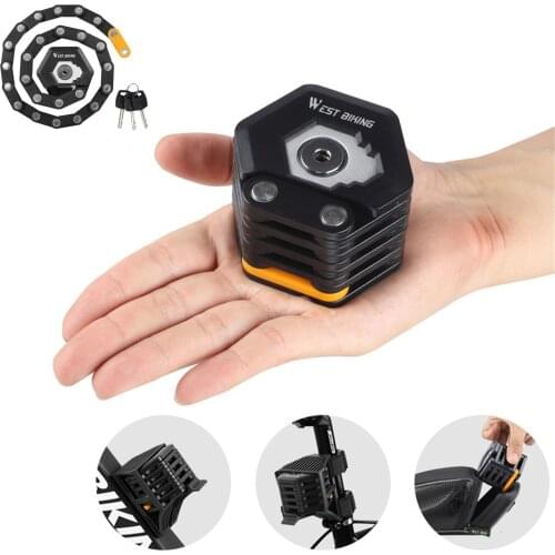 Foldable Bike Lock Chain with 3 Keys Hamburg-Lock Alloy Anti-Theft Strong Security Bicycle Lock Mount Bracket Bike Accessories