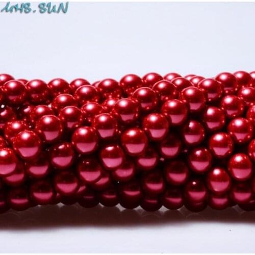 MHS.SUN 3MM-16MM Dark Red Loose Spacer Pearl Beads Imitation Glass Pearls DIY Jewelry Making Garment Decoration