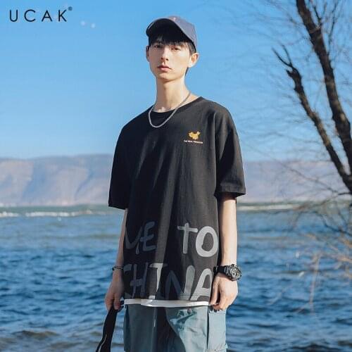 UCAK Brand Men T Shirt Summer Loose T Shirt Casual Short Sleeve O-Neck Tshirt Pure Cotton Oversized T-Shirt Tops Tee U5676