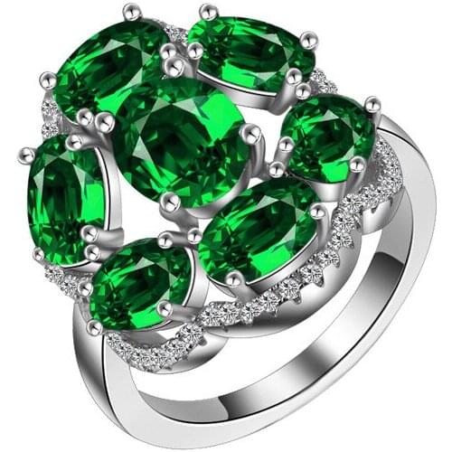 Vintage 100% 925 Sterling Silver Emerald Gemstone Rings Wedding Engagement Diamonds Rings Fine Jewelry For Women luxury Gift