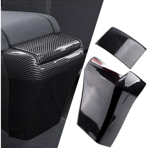 Rear Carbon Fiber Style Center Armrest Box Anti Kick Cover Trim Decoration Fit for Honda Civic 2016-2019