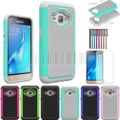 Armor Impact Hybrid Cover TPU Silicone Hard Shockproof Rubber Phone Case For Samsung Galaxy J120 J1 2016 With Screen Protector