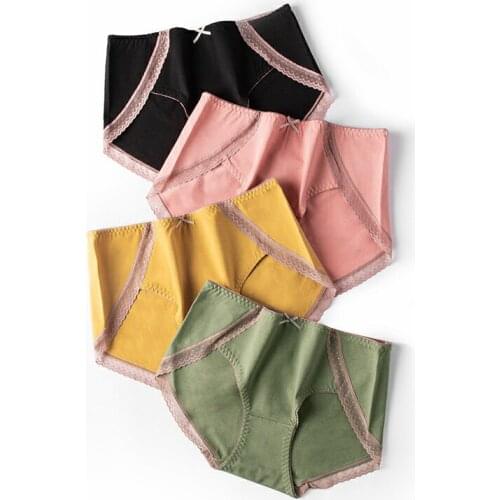 Womens Cotton Panties Large Sizes New Mulberry Silk Antibacterial Sexy Lace Panties Plus Size Female Underwear Cotton Briefs