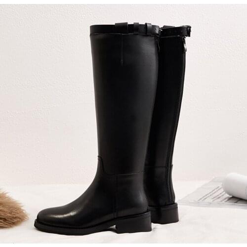 Akexiya 2021 Women Genuine Leather Boots Fashion Handmade Classic Pointed Toe European American Fashion Womens Knee-high Boots