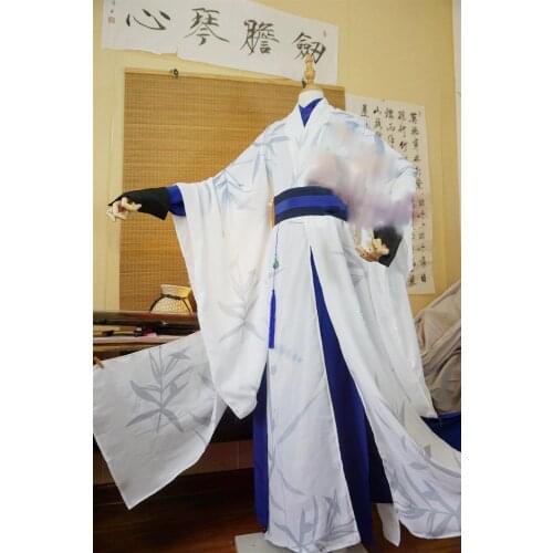 2 Designs Black White Male Emperer Cosplay Costume Hanfu for Computer Game Devil Wants A Hug Cos Yeli Woven Satin Male Hanfu