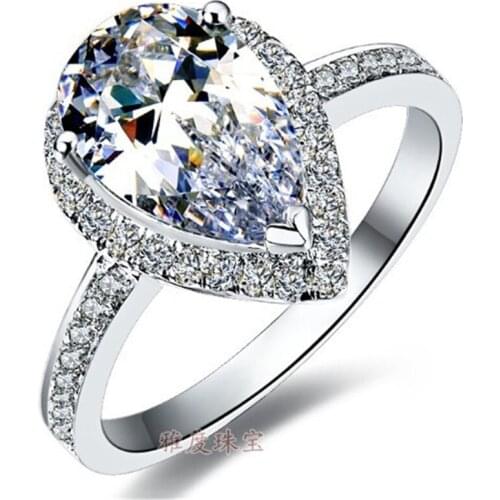 3Ct Pear Cut Clear Brilliant Diamond Ring for Women 925 Sterling Silver Ring Luxury Quality Jewelry