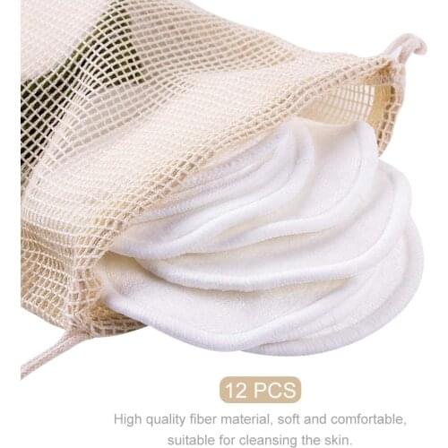 12Pcs Makeup Remover Pads Reusable Cotton Pads Make Up Facial Remover Bamboo Fiber Facial Skin Care Nursing Pads Skin Cleaning