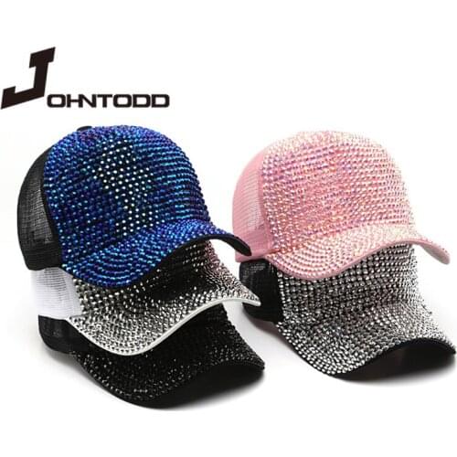2021 Fashion Rhinestones Luxury Pearl Sequins Baseball Cap Women Summer Cotton Hat Snapback Hip Hop Hat Gorras Casquette Bones
