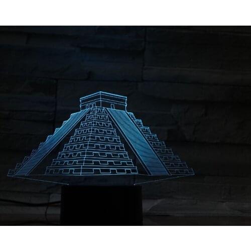3D Lamp Building Mayan Pyramid Touch Sensor 7 Color with Remote for Living Room Decoration Led Night Light Lamp Atmosphere