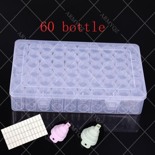 60/64pcs Bottles Diamond Painting Tools Accessories Storage Box Beads Container Diamond Embroidery Stone Mosaic Convenience Box
