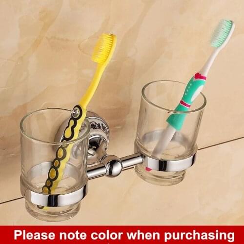 Free shipping European delicate gold washroom product High-top antique ceramic+stainless steel tumbler holder Double cup holders