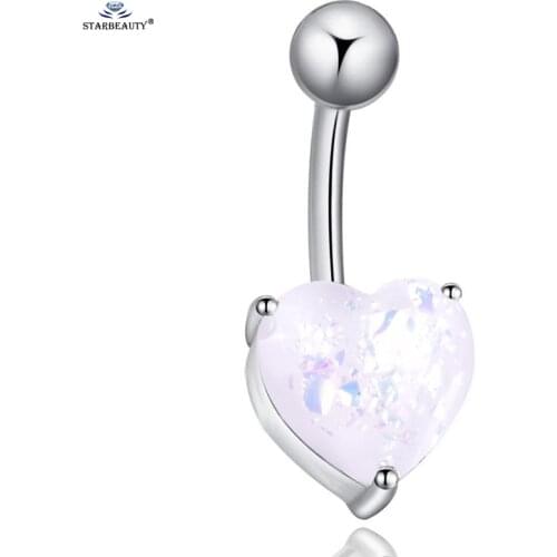 1pc Sexy White Bijoux Heart Belly Piercing Nombril Opal Belly Button Rings Navel Piercing Ombligo Dance Pircing Earring Jewelry