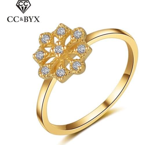 CC Vintage Classic Wedding Rings For Women Gold-Color Ball Rome Star Compass Bridal Engagement Trendy Jewelry Accessories CC823b