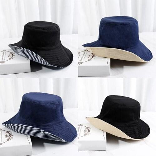 Double-sided Wearing Bucket Cap Visor Adult Cotton Fisherman Hat Unisex Fashion Simple Wild Sunhat Outdoor Travel Beach Summer