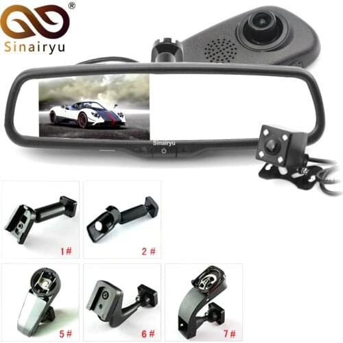Full 1920*1080P 170 Degree Car DVR Camera Video Recorder Black Box With HD 5 Inch Bracket Rearview Mirror Parking Monitor