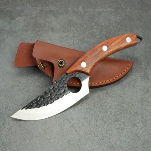 5.5 inch Boning Knife Handmade Forged Serbian Chef Knife Butcher Kitchen Knife with Full Tang Handle Leather Knife Sheath