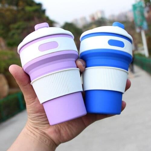 Creative silicone folding cup telescopic water cup silicone folding coffee cup mug，portable water cup