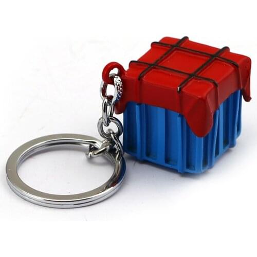 Mengtuyi Hot Game Keychain Air Drop Supply Crate Model Metal Pendant Battleground PUBG Metal Keyring Blue Red Chaveiro Accessory