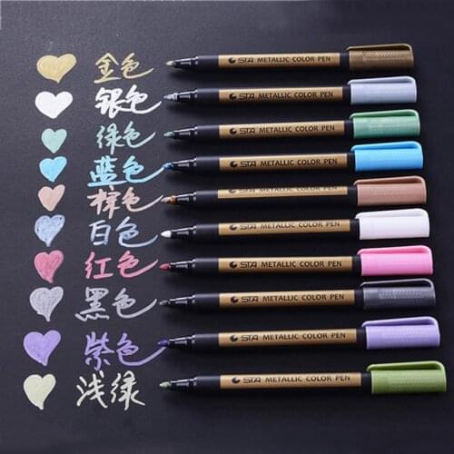 1pc Colored Highlighters Waterproof Permanent Metallic Marker Pens For White Paperboard Kraft Paper Photo Albums Diy Decorations