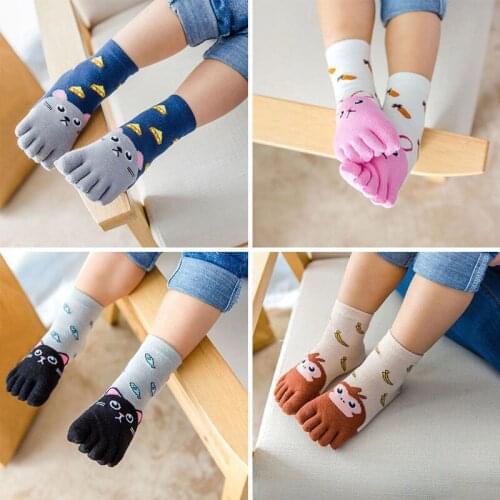 Fashion Toddler Baby Kids Girls Boys Cartoon Animal Five Fingers Sock Hosiery Toe Socks