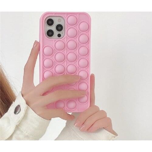 Fashion Pop Fidget Reliver Stress Silicone Cell Phone Cases for iPhone 7 8 X XR 11 12 Pro Max Push Bubble Antistress Cover