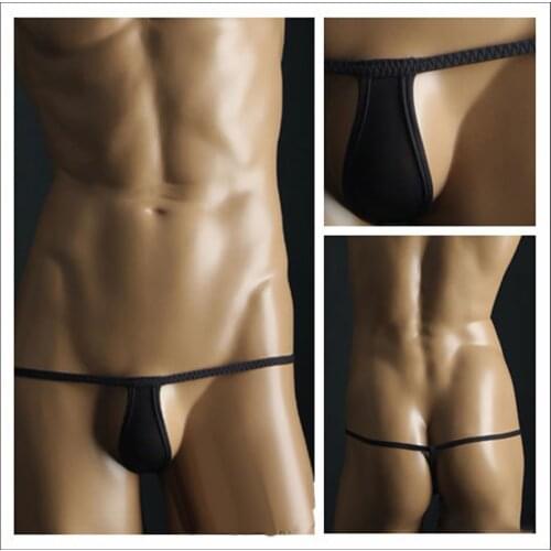 Men Sexy Underwear Elastic Bulge Pouch G-string Thongs Mini Micro Bikini Underpants Low-waist Solid Color Male Panties