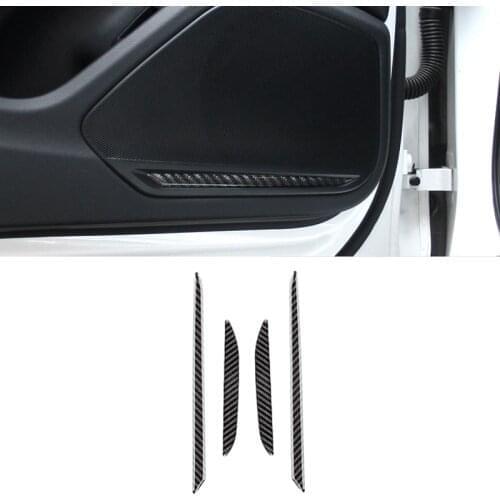 For Audi A4 B9 A4L 2017 2018 Carbon Fiber Car Speaker Sticker Door Panel Loudspeaker Cover Strips Trim