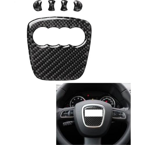 Interior Carbon Fiber Steering Wheel Panel Cover Trim Sticker For Audi Q5 Q3 A3 A4 Q7 A6