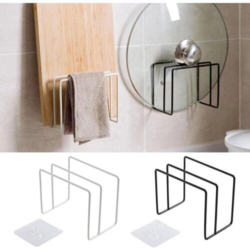 Punch-free Wall Mount Pot Lid Chopping Board Holder Organizer Versatile Kitchen Cookware Storage Rack Kitchen Organizer &Storage