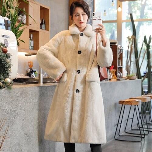 2019 New Winter Womens Luxury import velvet Mink Fur Coat