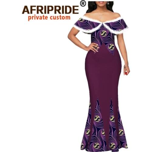 2020 Autumn Women Maxi Dress African Dresses for Women Bodycon Dress Ankara Print Strapless for Party Wedding Dinner A1825105