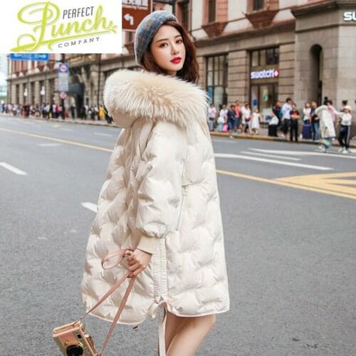 Womens Winter Down Hooded Coat Female Jacket Korean Woman Parkas Raccoon Dog Fur Collar 2021 Mujeres Abrigos Pph1312