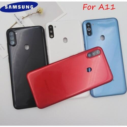 Samsung Galaxy A11 A115 SM-A115F/D Plastic Back Battery Cover Rear Door Housing Panel Replacement Case With Camera Lens+Stickers