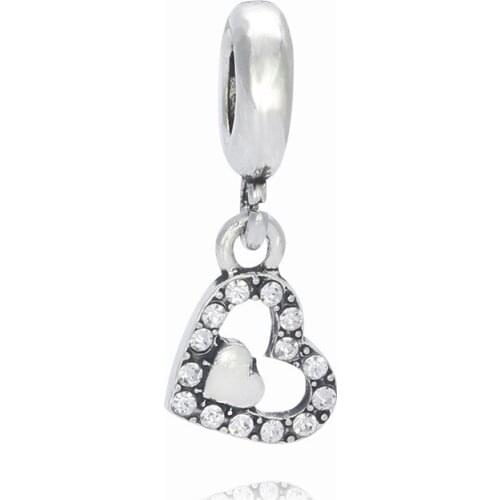 Fits charms plata de ley original Jewelry crystal heart valentines day harajuku bijoux harajuku bracelet beads DGB215