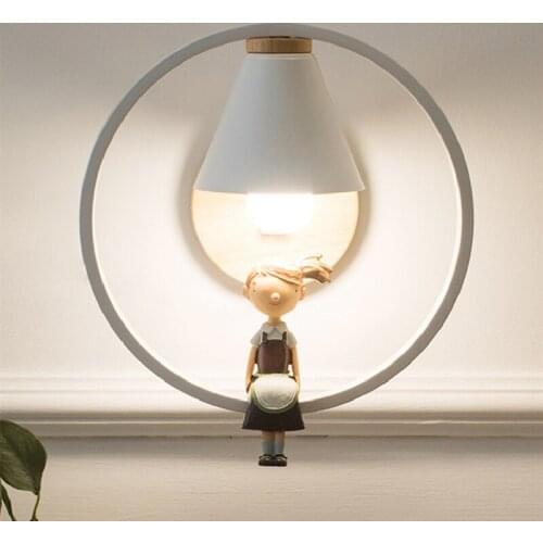 Nordic Simple Wall Lamp Creative Resin Doll Wall Lamps For Living Room Bedroom Modern Luminaire E27 Bedside Wall Light Fixtures