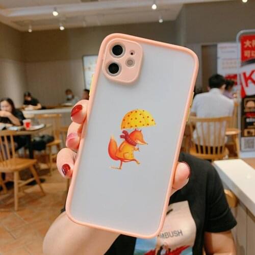 Cute foxs Phone Cases Simple Matte Bumper For iphone12 11 Pro Max X XS Max XR 7 8 Plus 12mini Shockproof Cover