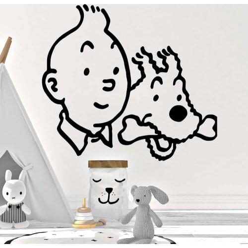 Funny Cartoon Aventures de Tintin Wallpaper Home Decoration Wall Sticker For Living Room Bedroom Wall Decoration Murals