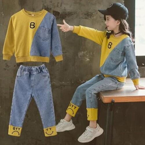 Girls Sports Suits Casual Children Clothing Tracksuit Letters Tops + Pants 2pcs Teen Girl Clothes Sets Autumn Kids Sportswear