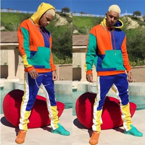 ERENEJIAN Mens Hi Street Hip Hop Hoodies Streetwear Pullover Sweatshirt With Hood Brand Designer Hoody Multi Color Patchwork